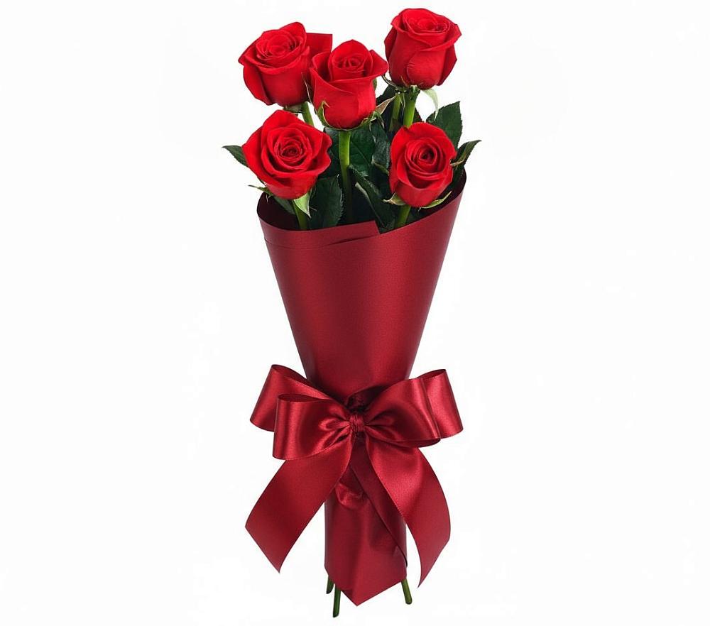 Букет 5 Красных роз Эдлесс Лав в Малые Вязёмы