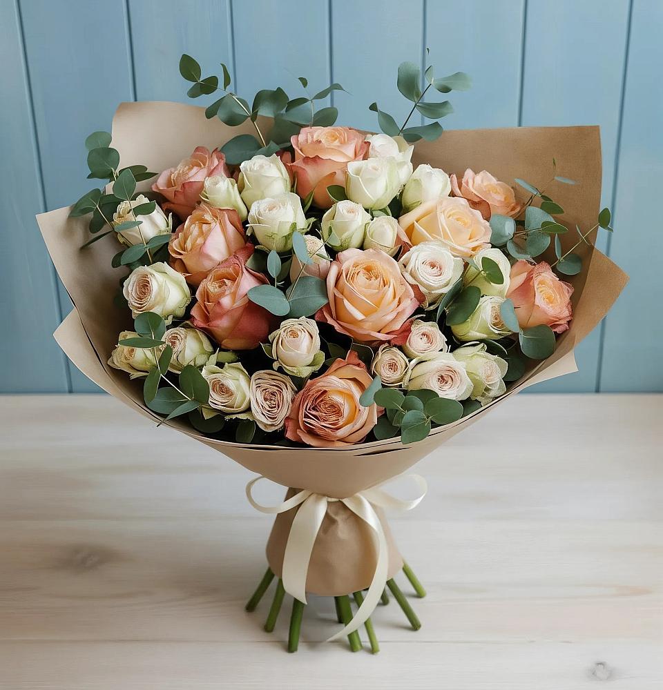 Букет цветов из: Альстромерии и Розы в Малые Вязёмы