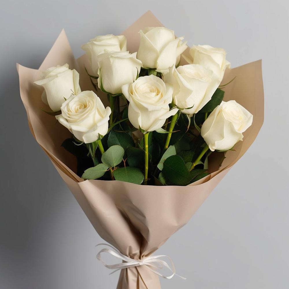 Букет 9 Белых роз Эдлесс Лав в Малые Вязёмы
