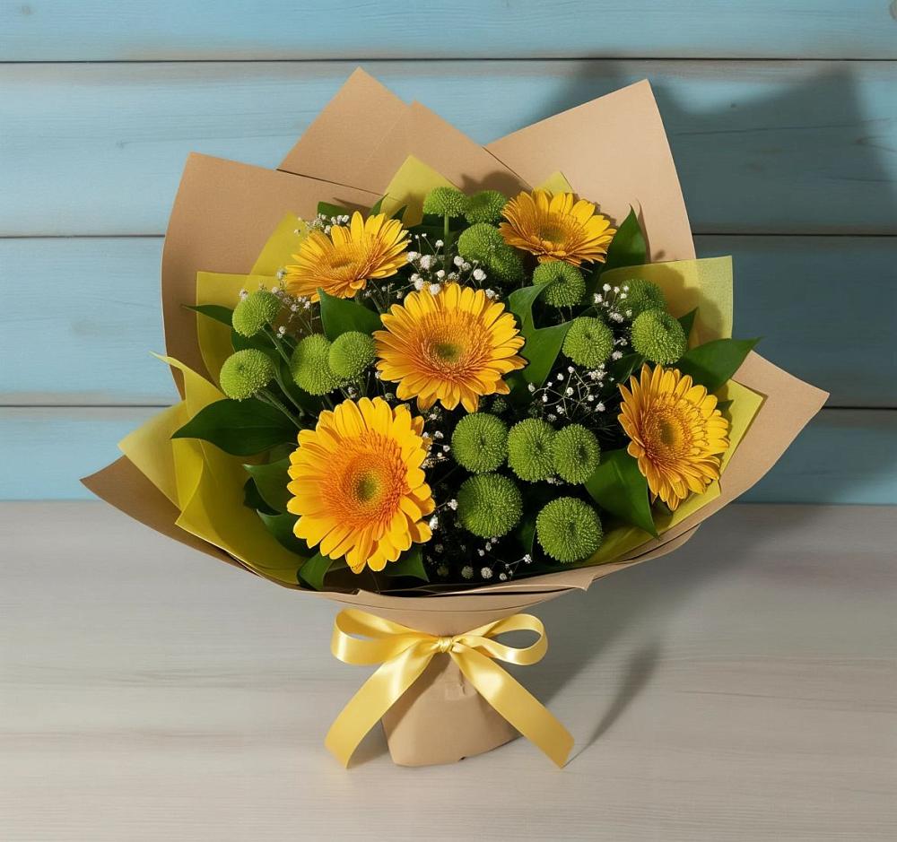 Букет цветов из: Герберы и Хризантемы в Малые Вязёмы