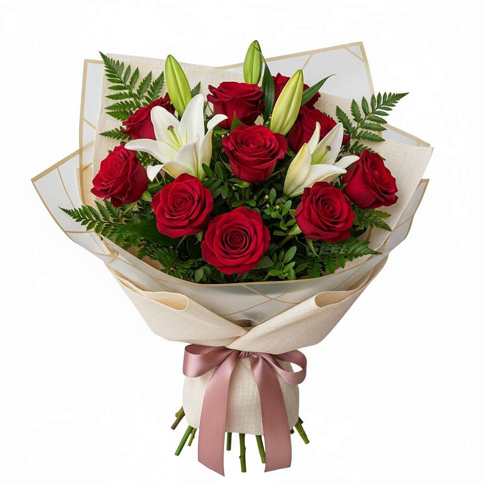 Букет цветов из: Лилии и Розы в Малые Вязёмы