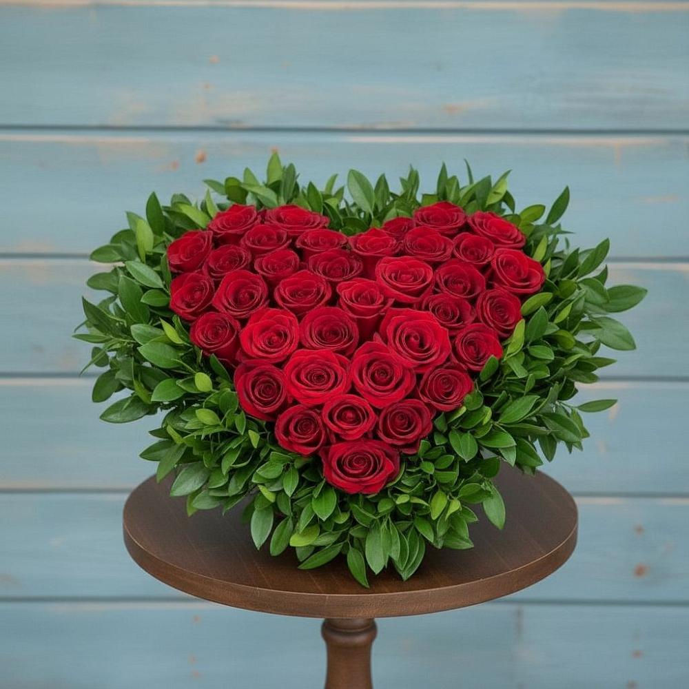 Цветочная композиция из Розы в виде сердца в Малые Вязёмы