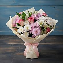 Букет цветов из:  Хризантемы, Альстромерии и Розы в Малые Вязёмы