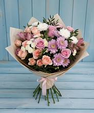 Букет цветов из:  Хризантемы, Розы и Альстромерии в Малые Вязёмы